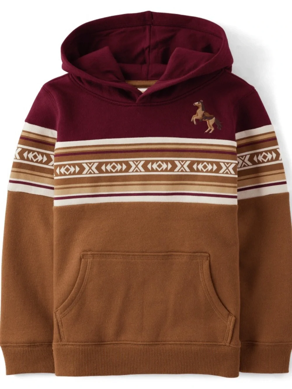 Gymboree Colorblock Horse Fleece Hoodie - Rustic Ranch - Brown